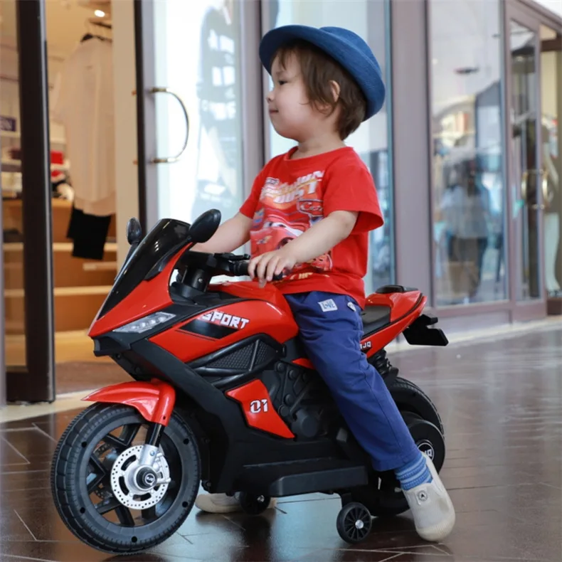 QS High Quality Kids Electric Motorcycle Outdoor Playing Ride Car Toy Music Light 3 Wheels 6V Battery Tricycle Motorbike Plastic