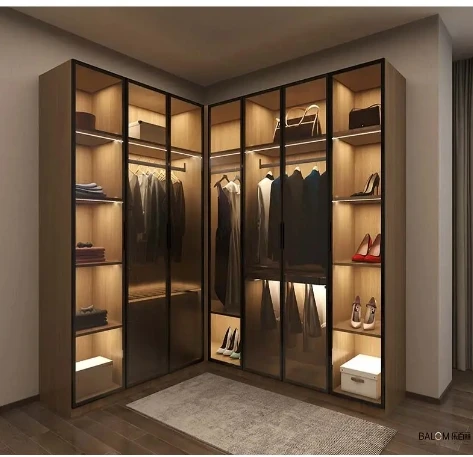 wholesale modern design luxury villa wardrobe storage customized wardrobe bedroom furniture Home walk-in closet glass wardrobe
