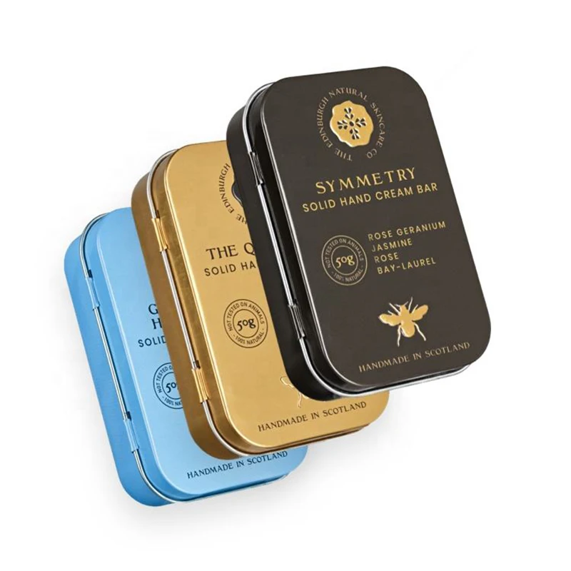 wholesale  rectangle tin cigarette case custom candy mint tea metal packaging hinge tin case