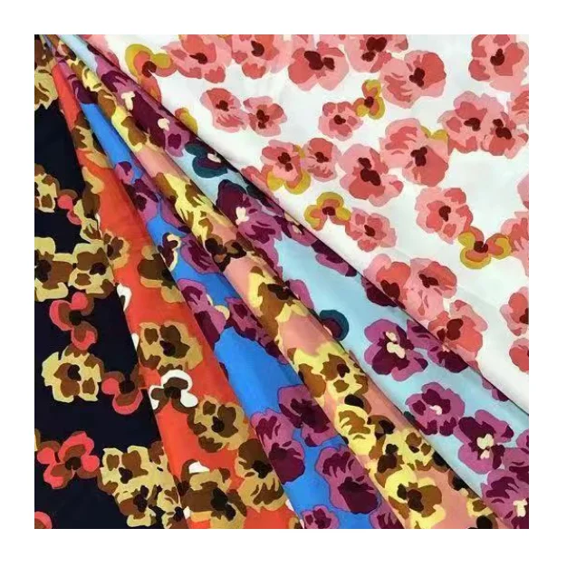 100D customized Digital Print On 4 Four Way Stretch Polyester Spandex Fabric For Women Garment