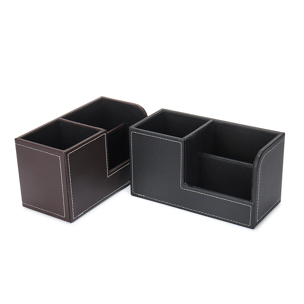 Hot Sale Custom Home Office PU Leather Pen Holders Pencil Container Business Name Card Target Desk Organizer