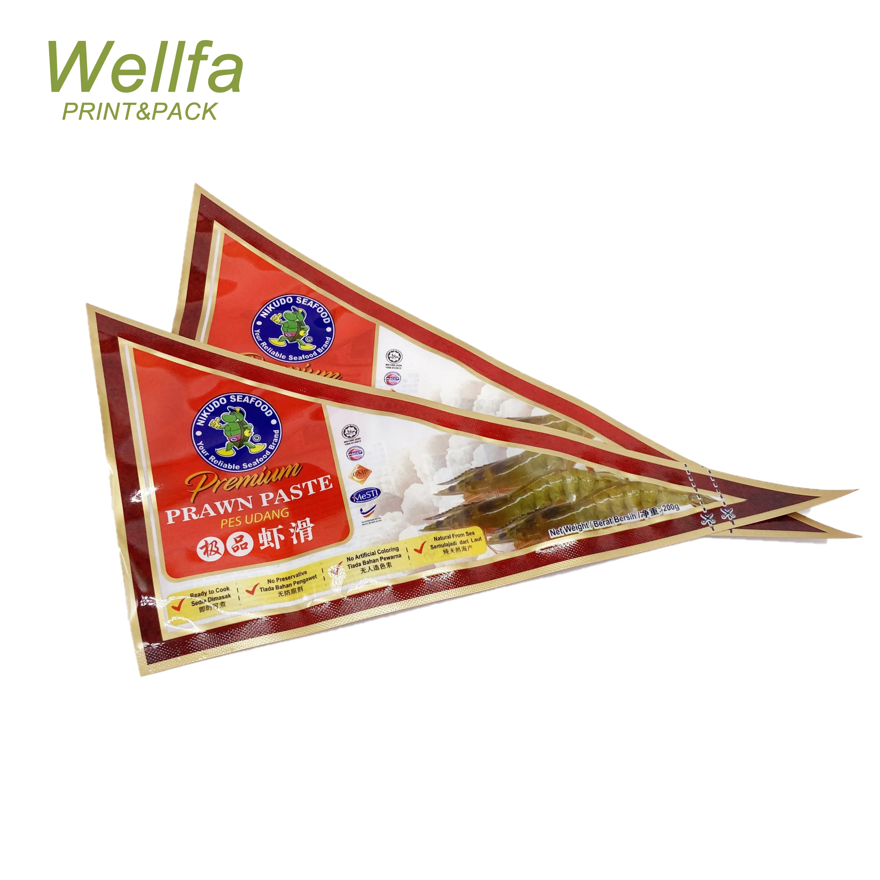 Mylar edibles three side sealed window plastic frozen food packaging pouch