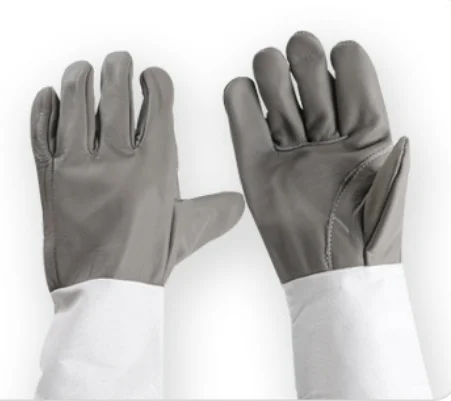 Industrial heat resistant Long Cowhide split leather Thumb Palm reinforced safety work   welder welding gloves