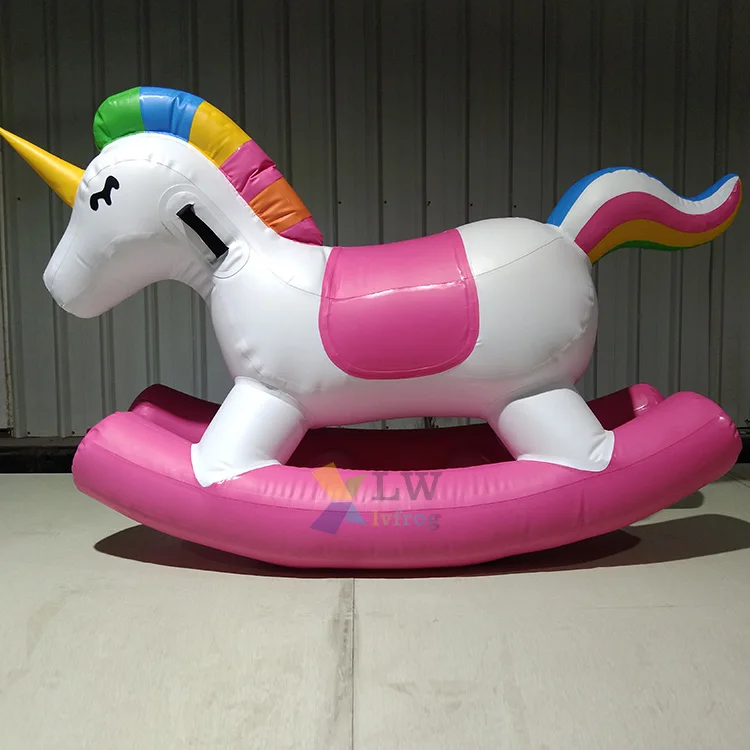Customized Kids Fun PVC Animal Riding Game unicorn Inflatable Rocking Horse for Sale