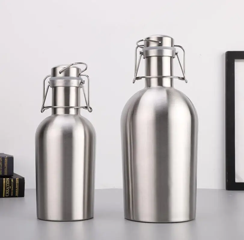 Wholesales 32ounce stainless steel beer growler with Swing-Top, 1 liter single wall Stainless Steel with Swing-Top Beer Growler