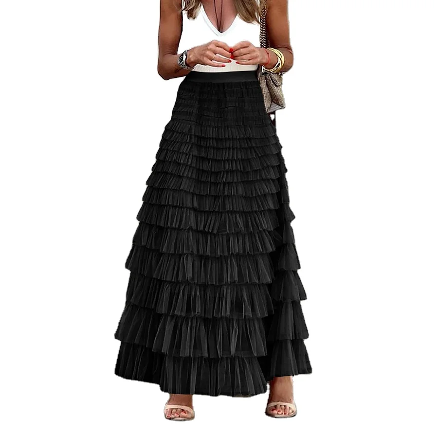 Ladies Floor-length Elegant Long Dress Vintage Organ Long Pleated Skirt