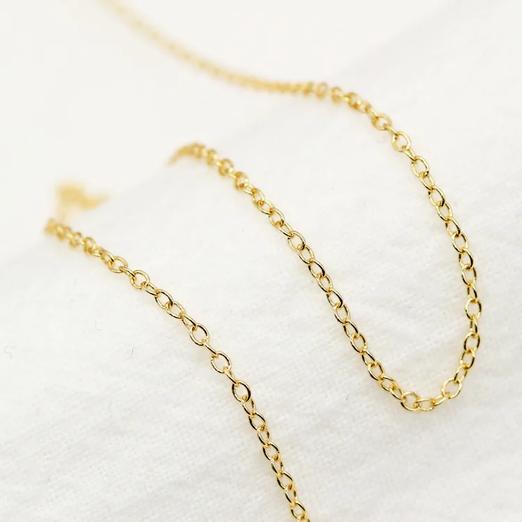 
Wholesale Necklace Bracelet Making Supplies Flat O-shaped 14k Gold Plated Brass Chain 