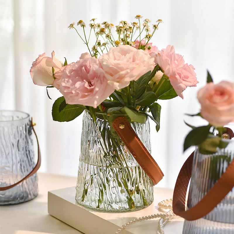 Custom Logo Widemouthed Luxury Nordic Glass Flower Vase For Home Decor Wedding Centerpiece