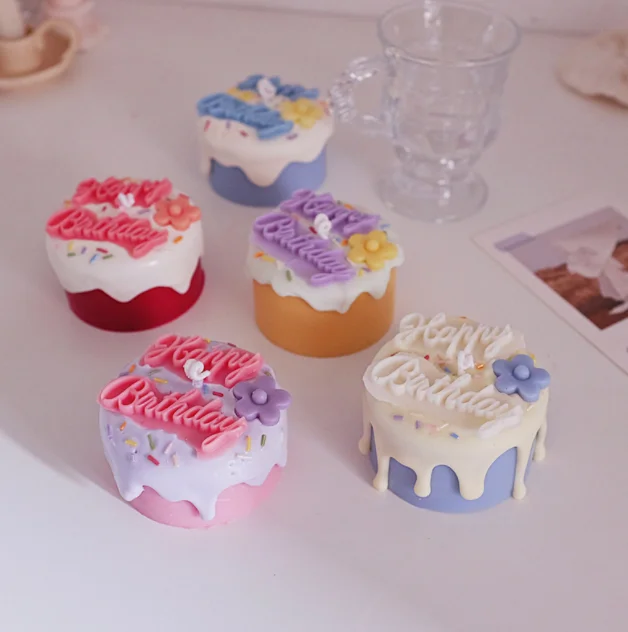 Горячая Распродажа красивые ароматизированные свечи в форме торта из натурального соевого воска для на день рождения свадьбу подарки роскошной