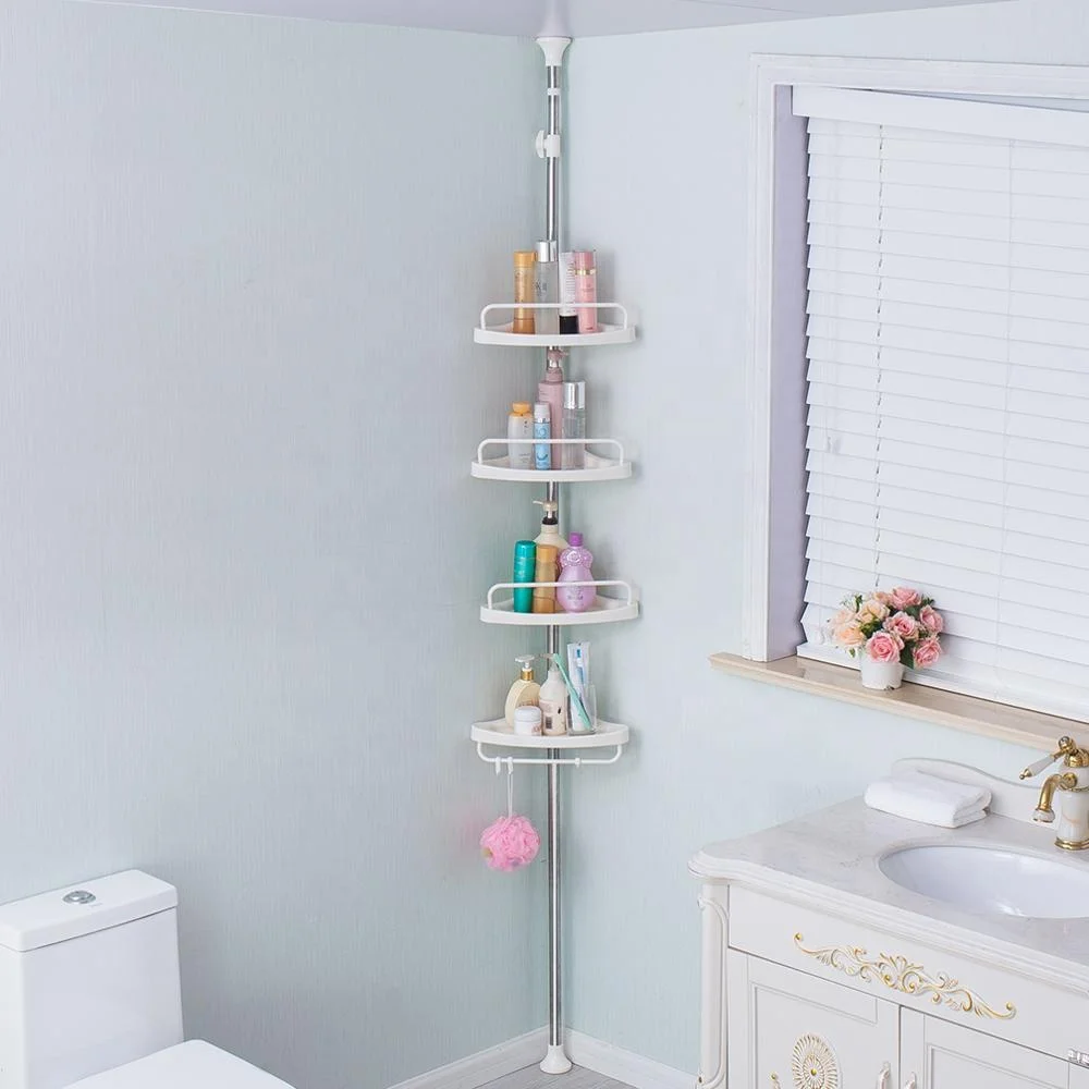 Wholesale High Quality Height Extendable Bathroom Cosmetics Organizer  Four Tiers Corner Storage Rack For Sale DQ601D