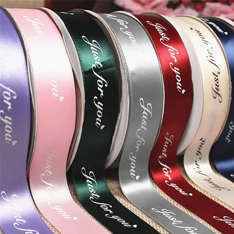 Wholesale Gift Ribbons Custom Logo Polyester Gold Foil Cintas Satin Ribbon for Packing Decoration