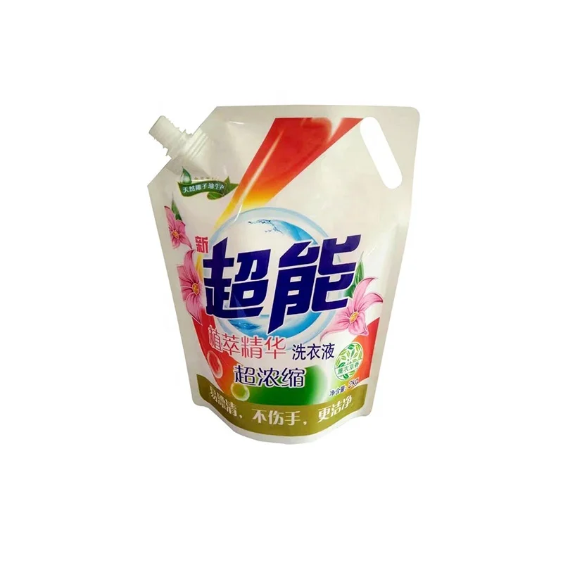 Laundry Detergent Liquid Packaging Pouch Custom Plastic Stand Up Spout Bag For Liquid Soap