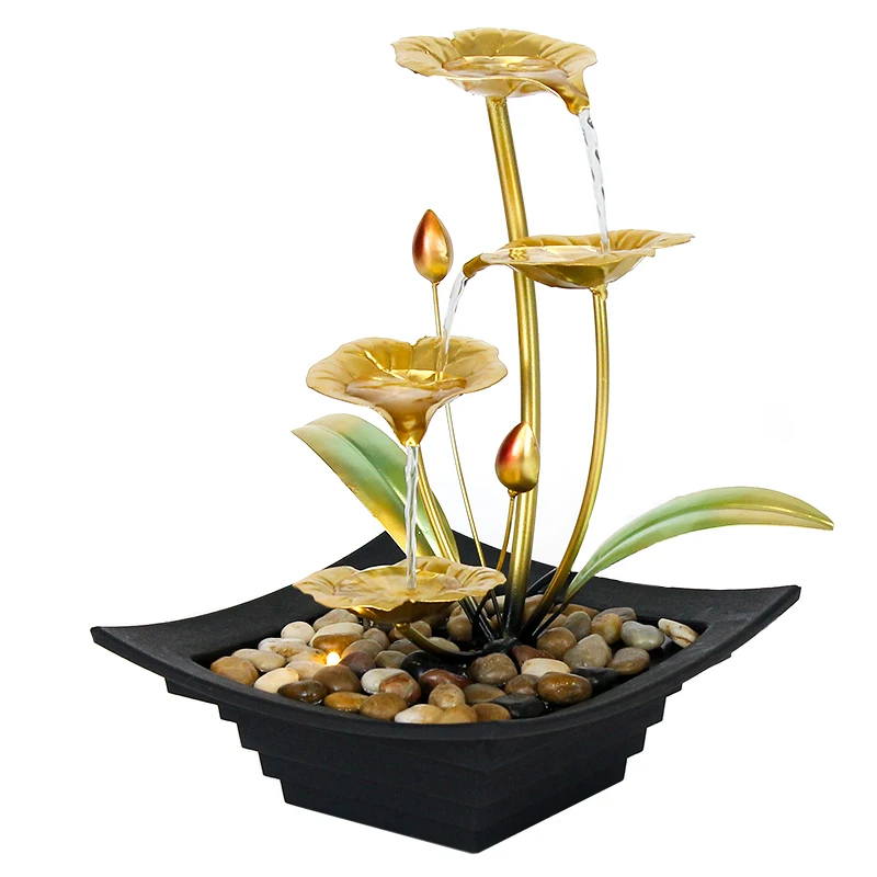 Новые творческие дизайн Крытый водопад украшения комнатная столешница 4-ярусный выставочный стенд фонтан воды для украшения дома