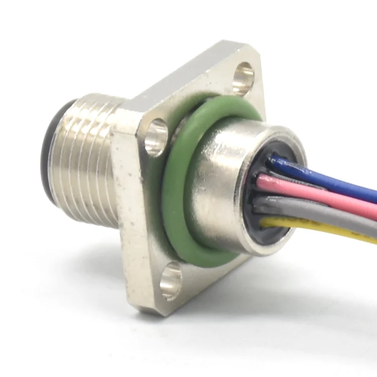 High quality circular industrial socket square wire M12 waterproof  8 pin male connector