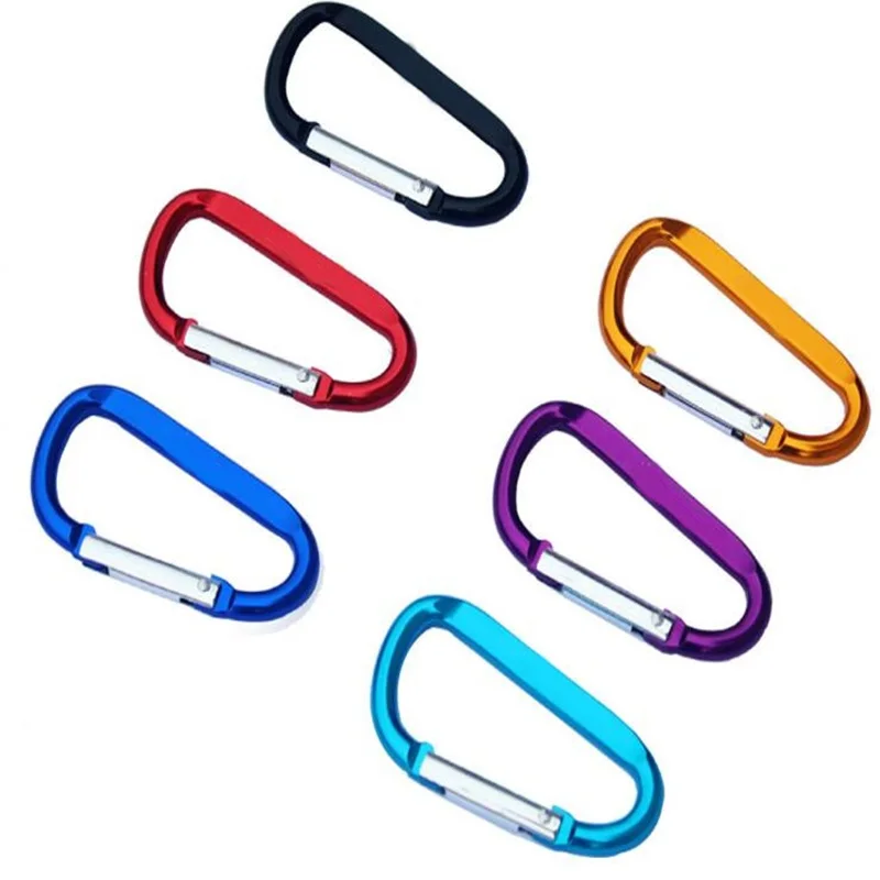 HXY 48*24.5*4MM Custom No MOQ Cheap D Shape Flat Side Aluminum Carabiner Hook Carabiner Keychain For Camping, Holding, Keychain