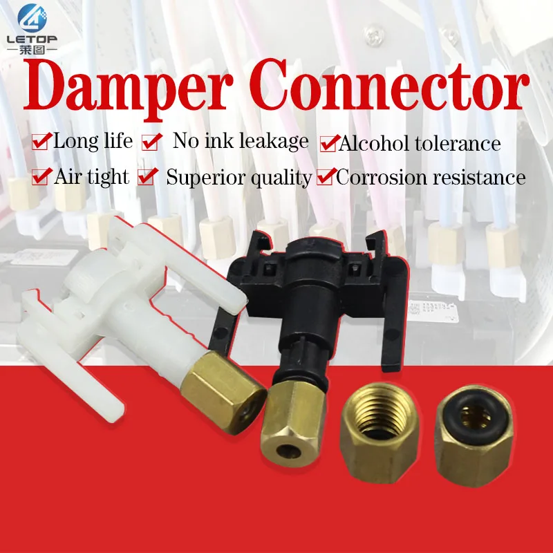 Hot Sale LETOP Inkjet Printer Ink Black White Damper Connector JV33/JV5 Ink damper Tube Connector