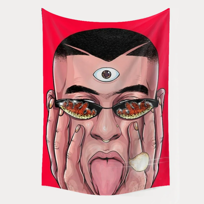 Wholesale Digital Printed Bad Bunny Tapestry Mandala Wall Hangings 3D Printing Bohemian Tapestry Home Decoration