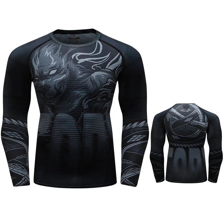 Mens long sleeve tshirts custom rashguards jiu jitsu mma bjj rash guard