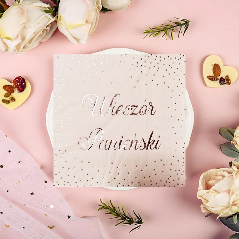 Anyou Pink Gold Foil Disposable Monogrammed Paper Napkins Soft Luxury Hand Tissues for Birthday Western Dining Room Party Supply
