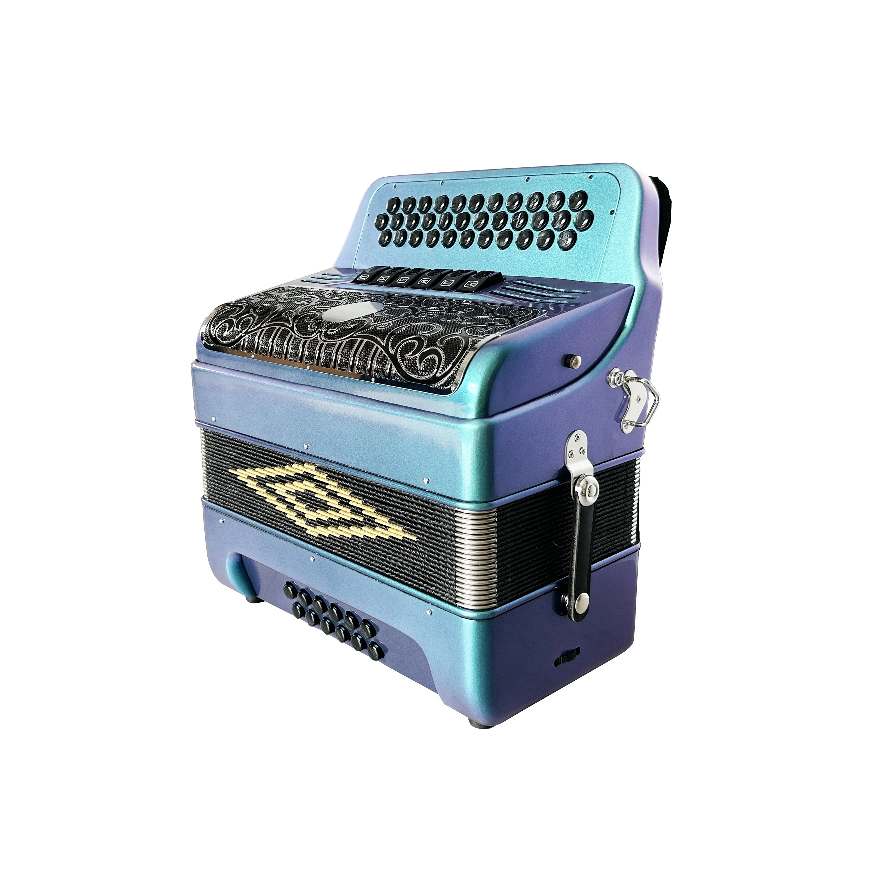 SEASOUND 34 Buttons 12 Bass 6 Registers Green Chameleon Black Silver Grill Accordion Black Buttons  Acordeon Musical JB3412E