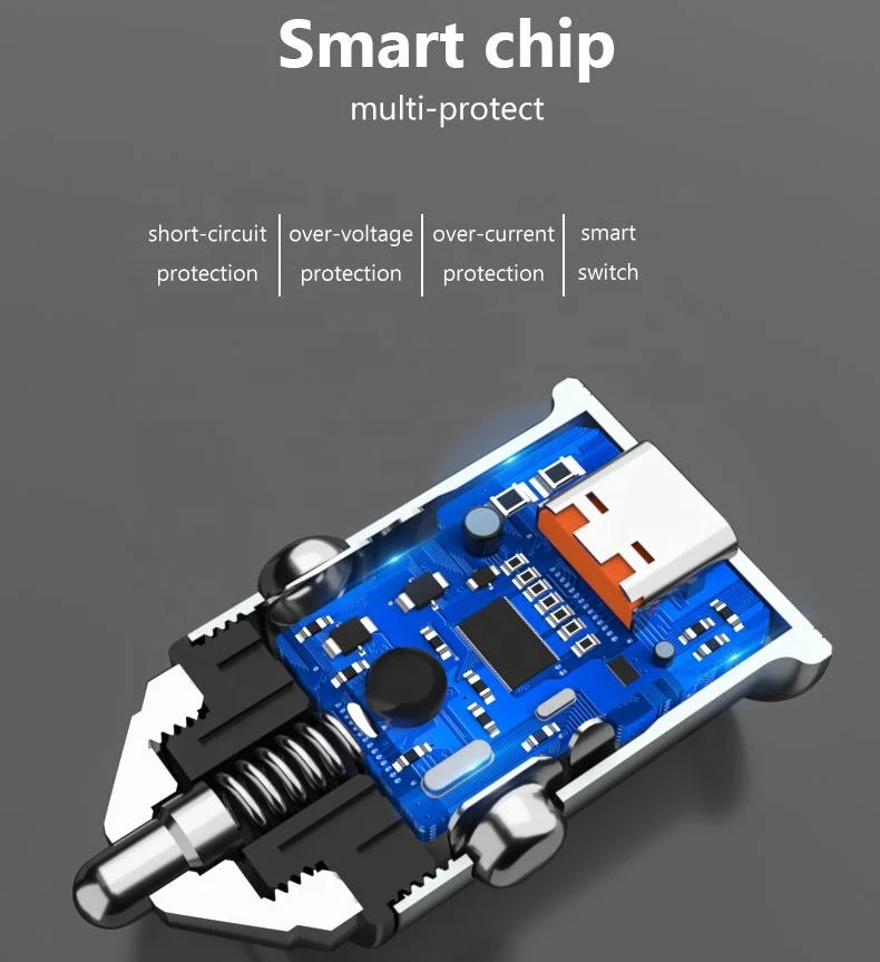 2 Port Metal Car Charger Adapter Fast Charging Qc3.0 Pd Dual Usb Type C Android 30w For Iphone For Samsung Cargadores