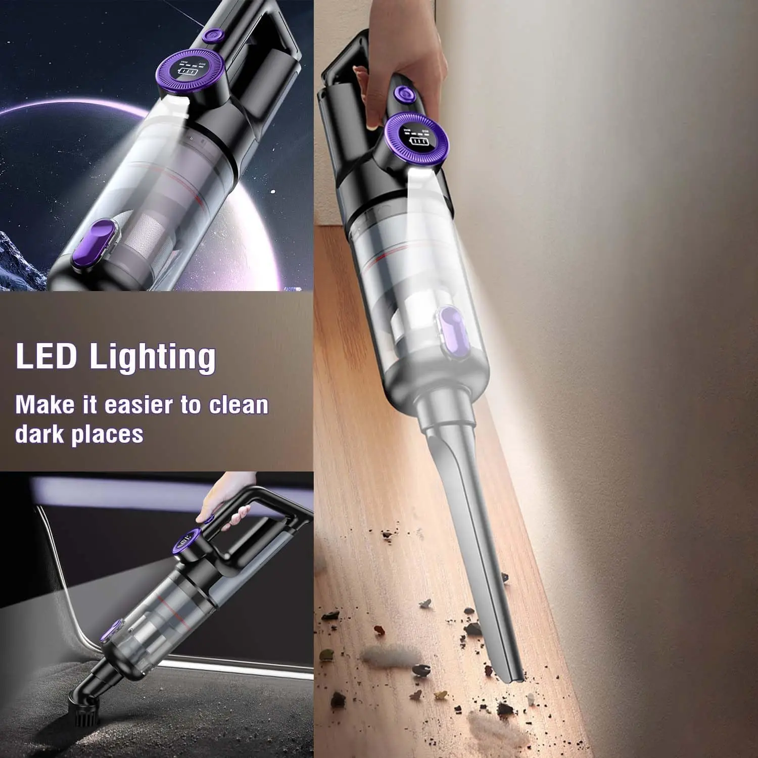 High Power 14000PA Car Vacuum Cleaner Electric Compressed Air Duster & Blower With LED Light