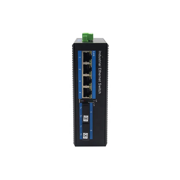 Factory  4-Port 10/100Base-TX +2-Port 100Base-FX Single Mode Single Fiber SC 20KM  Industrial Ethernet Switch