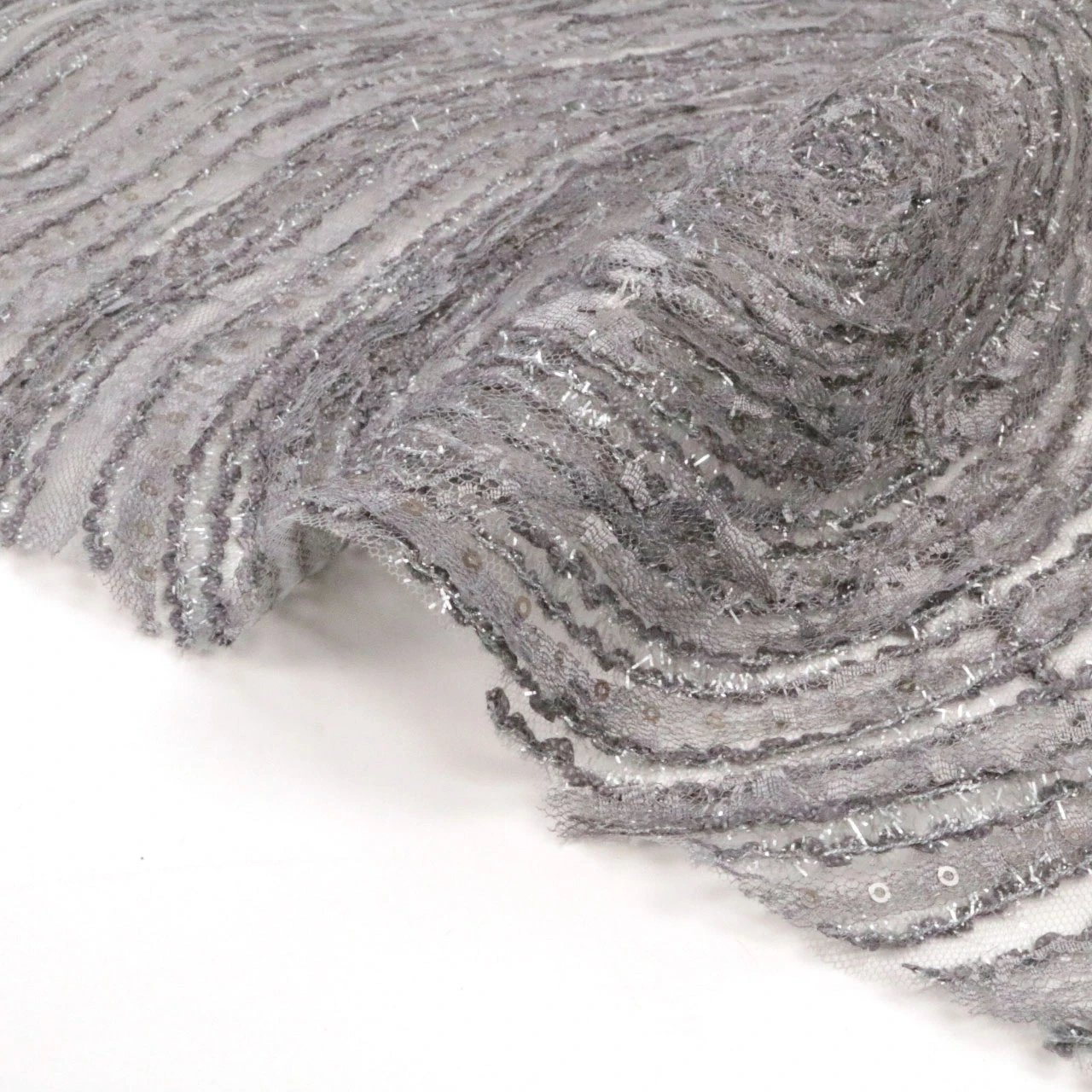 Gray 3D Lace Cording Embroidery Lace Fabric Ribbon Embroidery for Party Dress