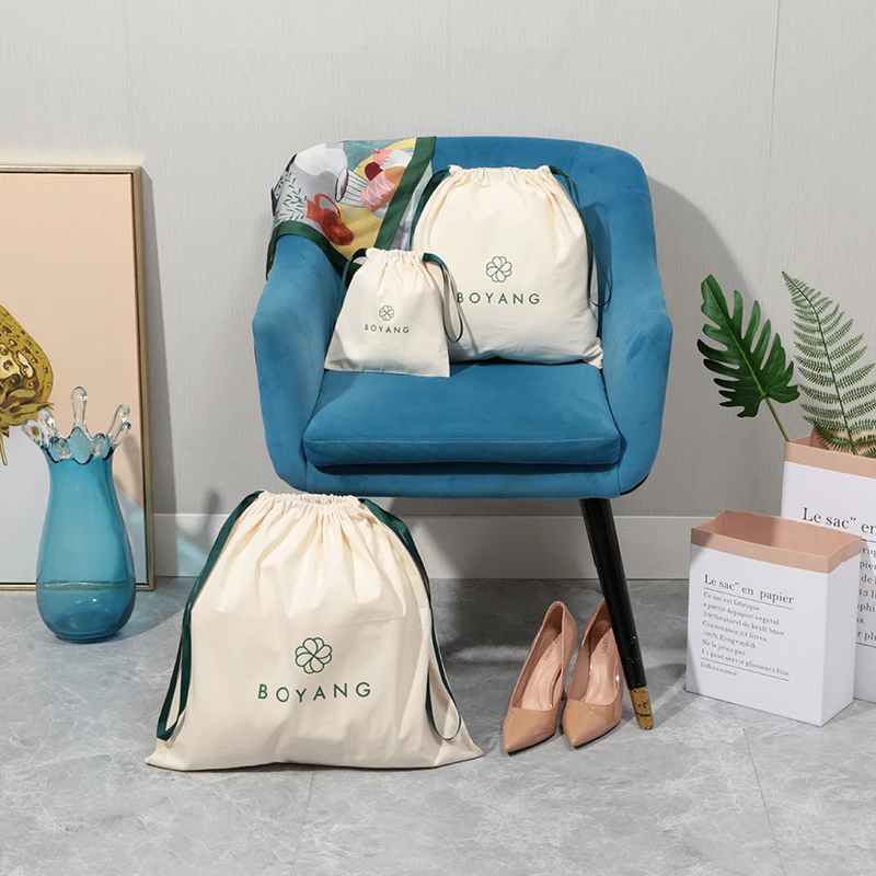 Custom Recycled Drawstring Cotton Fabric Shoes Packing Dust Bag