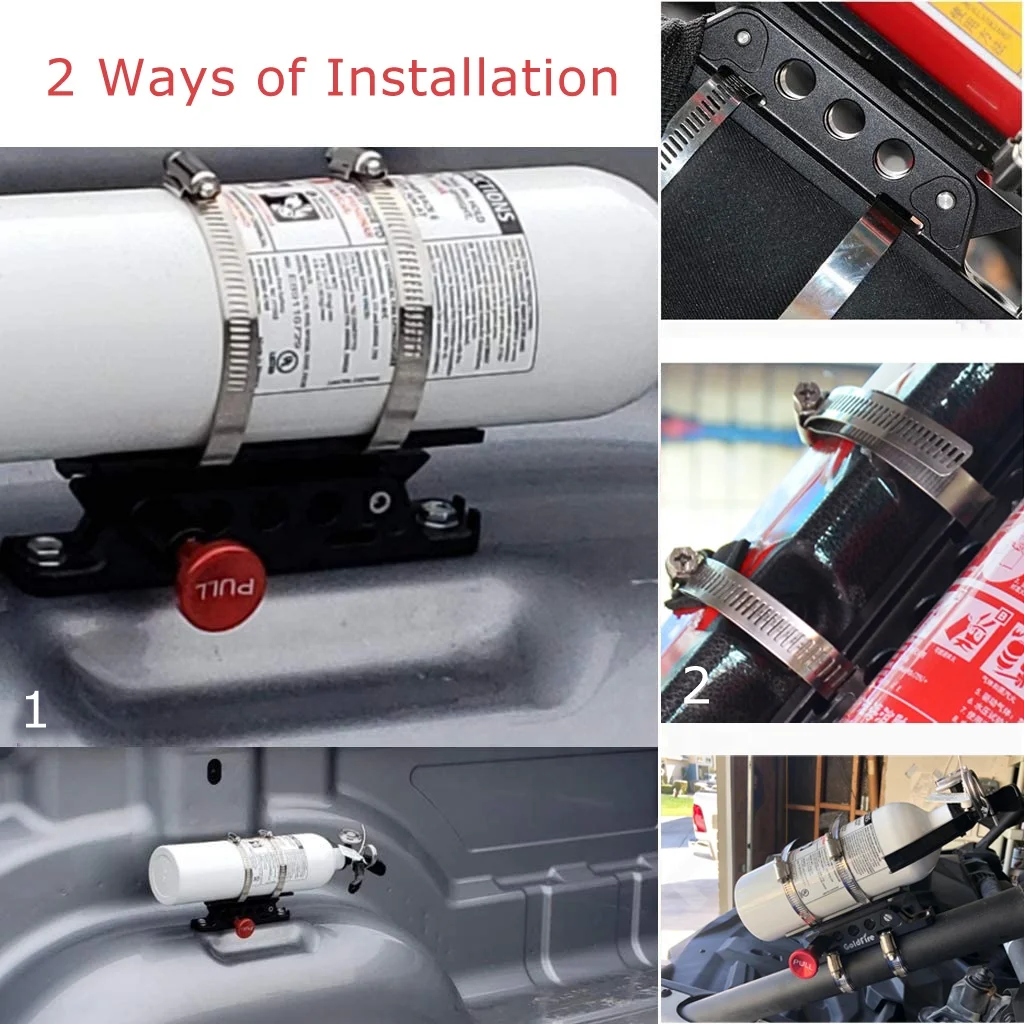 Goldfire Universal Aluminum Vehicle Adjustable Quick Release Roll Bar Fire Extinguisher Mount Holder Brackets for Car UTV
