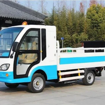 Electric Four Wheel Waste Collection and Transport Vehicle Loaded with 8 Bins
