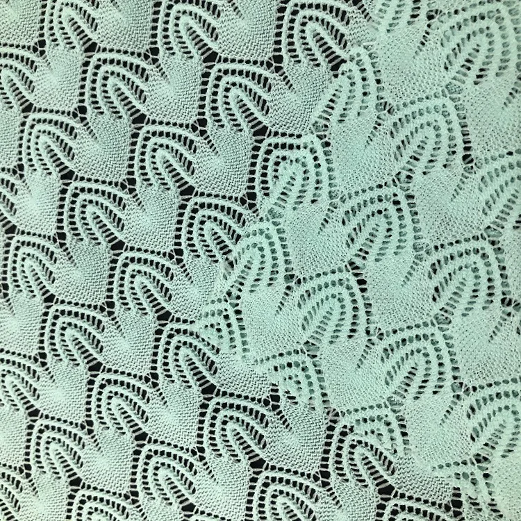 Hollow Hot Sell Green Jacquard Fabric Knitting Crochets cotton Open Weave Crochet Warp Knit Fabrics For Dress