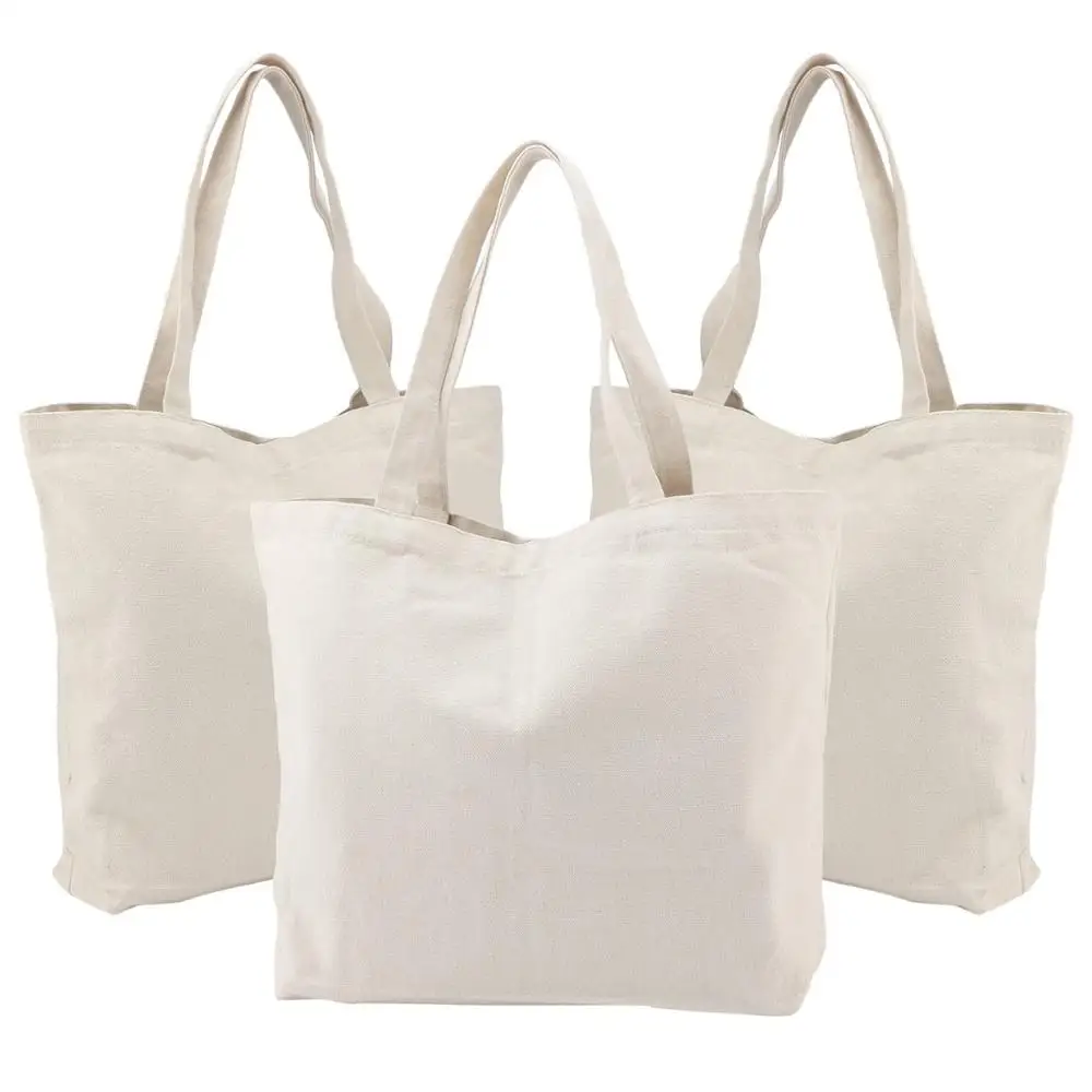 Reusable grocery Cotton Canvas Tote Bag with Normal handle Natural cloth shoulder canvas tote bag workman decoration