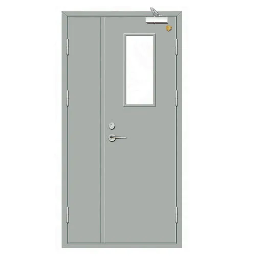
 European Standard CE, CCC Listed mom and son hollow metal steel fire door with glass vision  