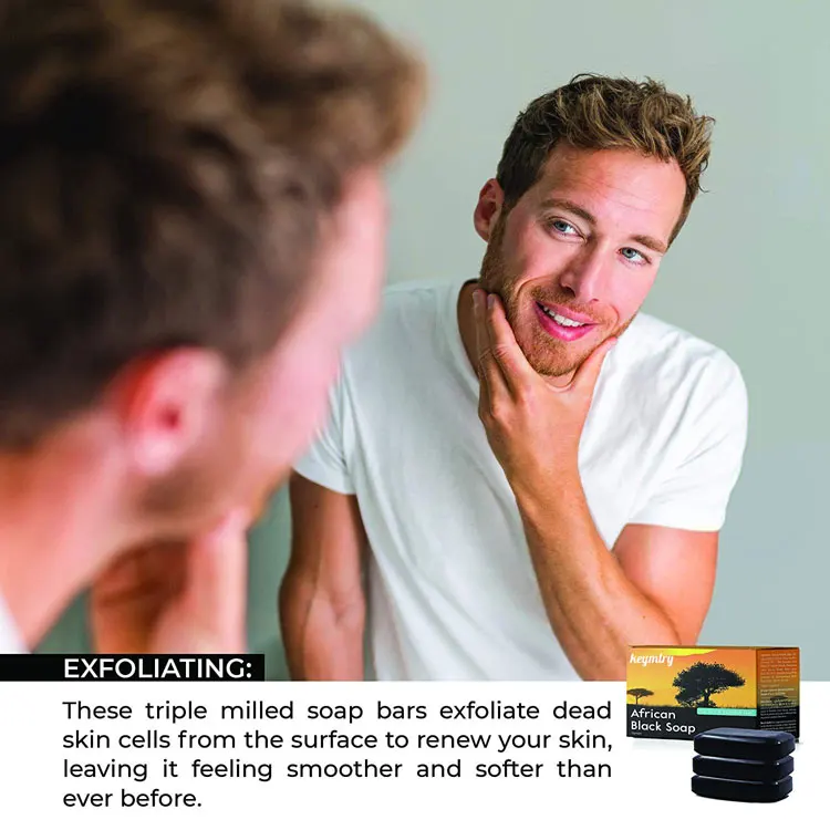 
Acne Problematic Skin Soap Bar Organic Texture Triple Milled Bar Soap Moisturizing Vegan Body & Face African Black Soap 