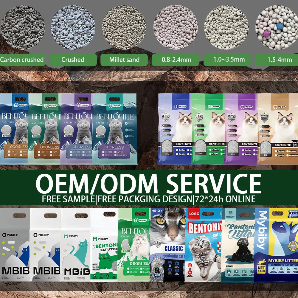 Factory Supply OEM Ecological Natural Litter Bentonites Cat Strong Clumping Cat Litter Bentonites Cat