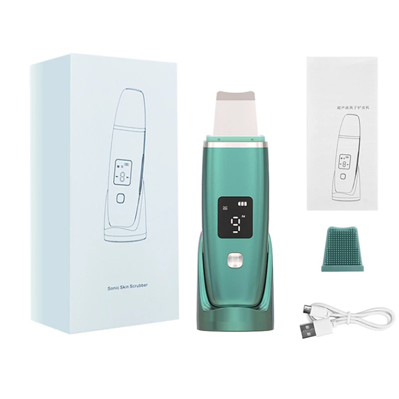 Skin Scrubber Face Spatula Facial Skin Exfoliator Scraper blackhead Remover Pore Cleaner  with LED Display Comedones Extractor