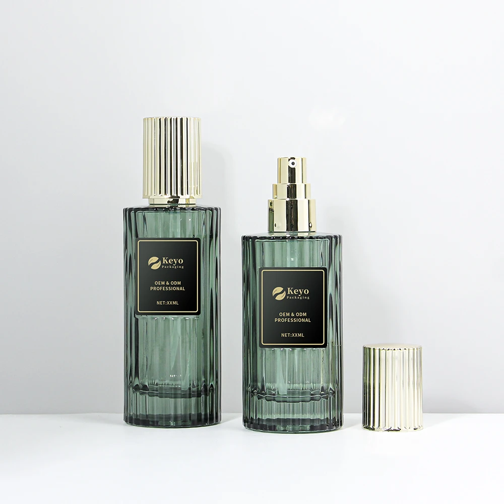 Glass Containers Lotion Bottles and Jars with Lids Skincare Empty Bottle of Green Cosmetic Skincare Serum Creablack Custom Caps