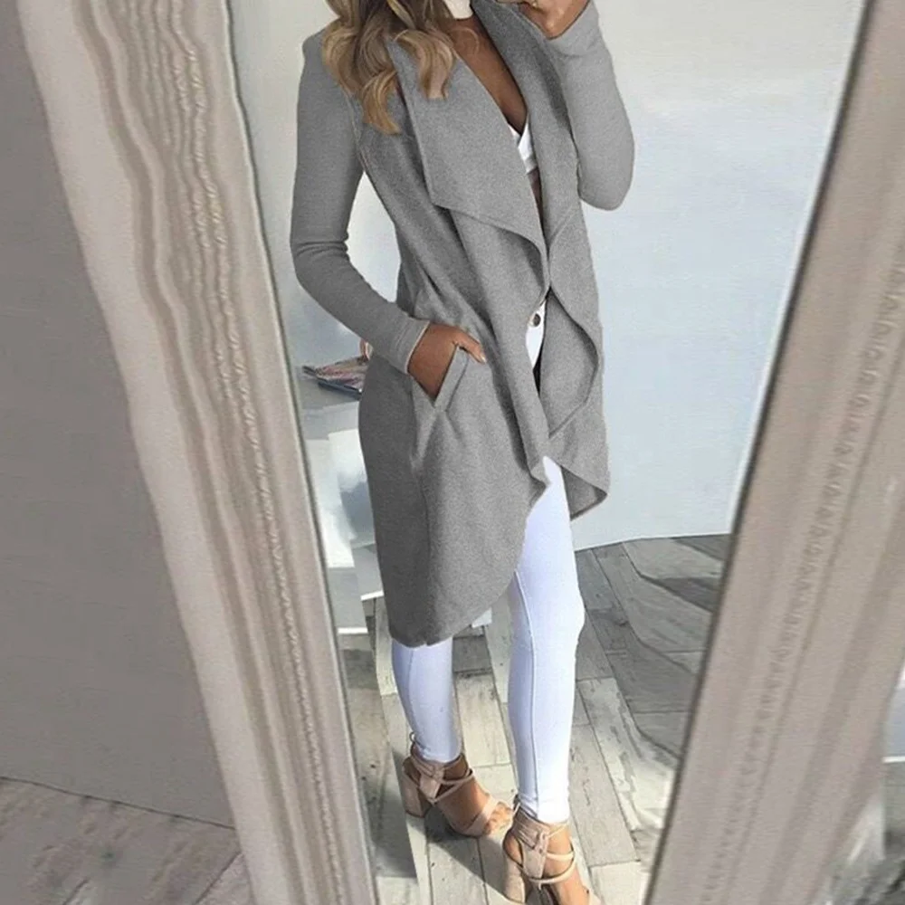 Plus Size Outwear Waterfall Sweater Cardigan Jumper Loose Coats Long Sleeve Jacket for Women