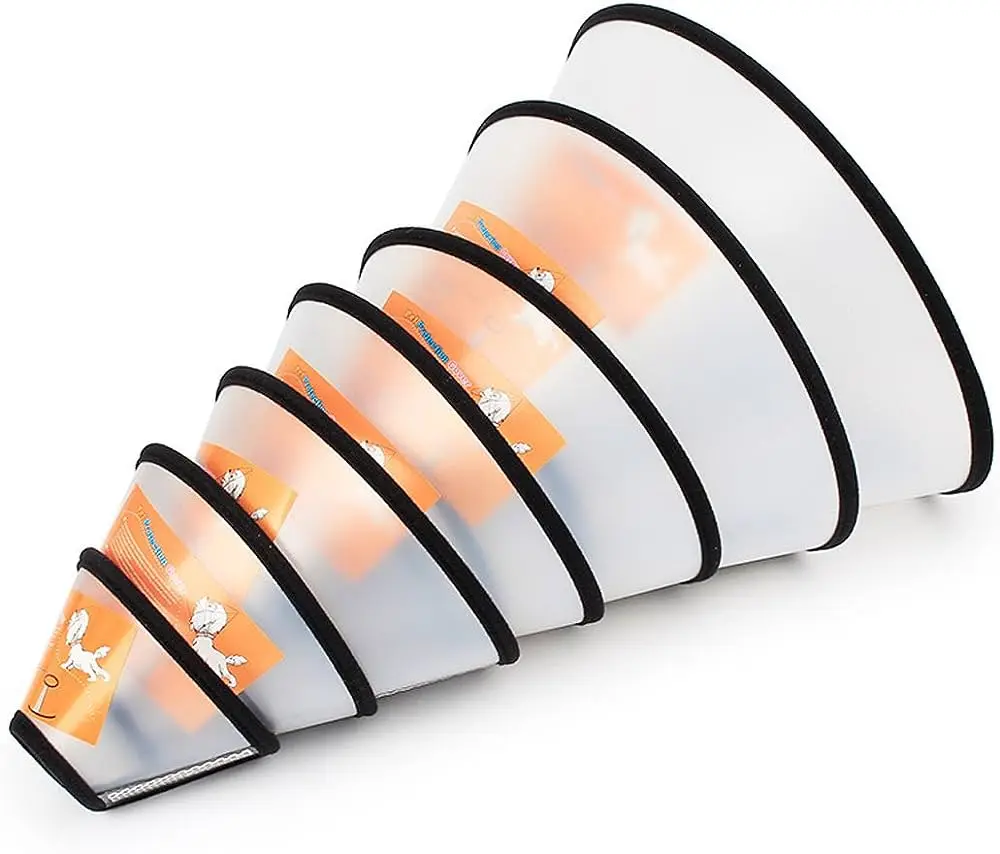 Protective Inflatable Adjustable Plastic Lightweight Elizabethan Dog Cone For Pet After Surgery