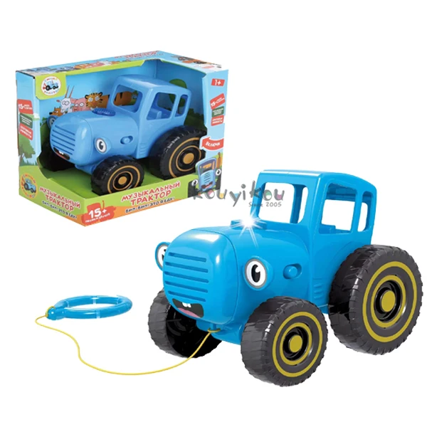 Kyk  farm inertia engineering car toys early educational hand push pull lighting music cute farmer vehicle blue tractor toy