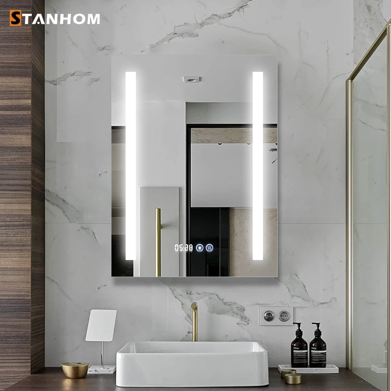 STANHOM Wall Mounting Automatic Anti-Fog Illuminated Blue-tooth Mirror with LED Light