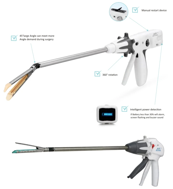 Disposable Surgical Laparoscopic Stapler Arliculating Endoscopic Linetr Cutter Stapler JJ60 and Reload GST60