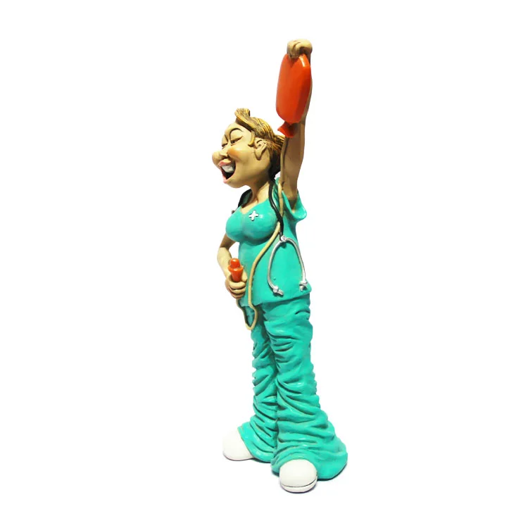 
Handmade Decoration Accessories Gift For Living Room Occupational Resin Cartoon Nurse Sculpture Figurine 