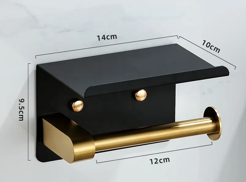 Держатель рулона туалетной бумаги из нержавеющей стали с полкой многофункциональный самоустанавливающийся настенный держатель подставкой для мобильного