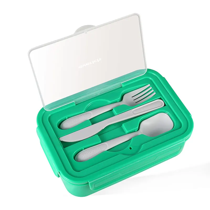 Everich Customized Color Logo Square Plastic Lunch Box Set Microwaveable Sealed Food Container for School Office Wholesale