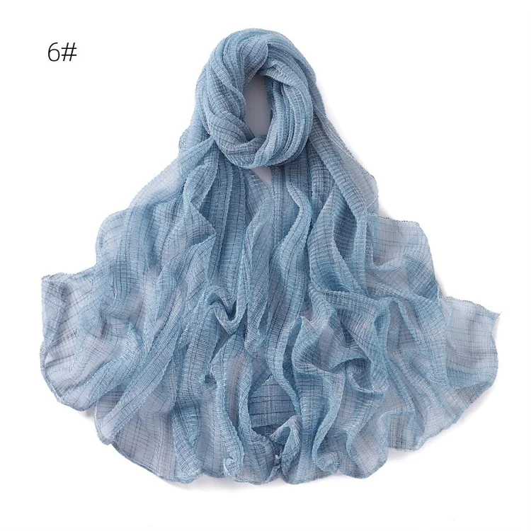 Summer ultra-thin summer gold and silver press crepe long scarf solid color Saudi Indonesia  headband kaffiyeh