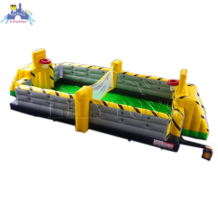 Newest mult pvc inflatable football field with basketball, volleyball, bungee games