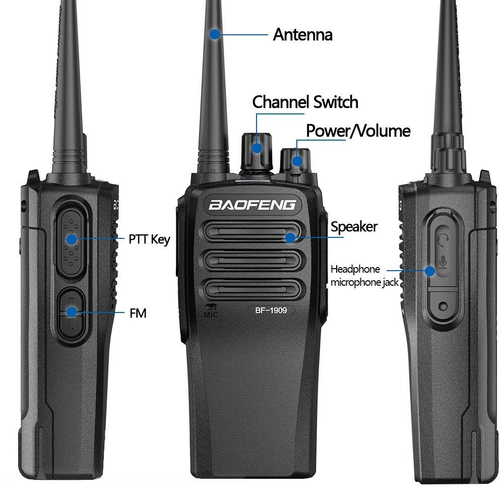 Original Baofeng BF-1909 2 way radio long range 16 channel UHF 400-470 MHZ  portable radio transmitter