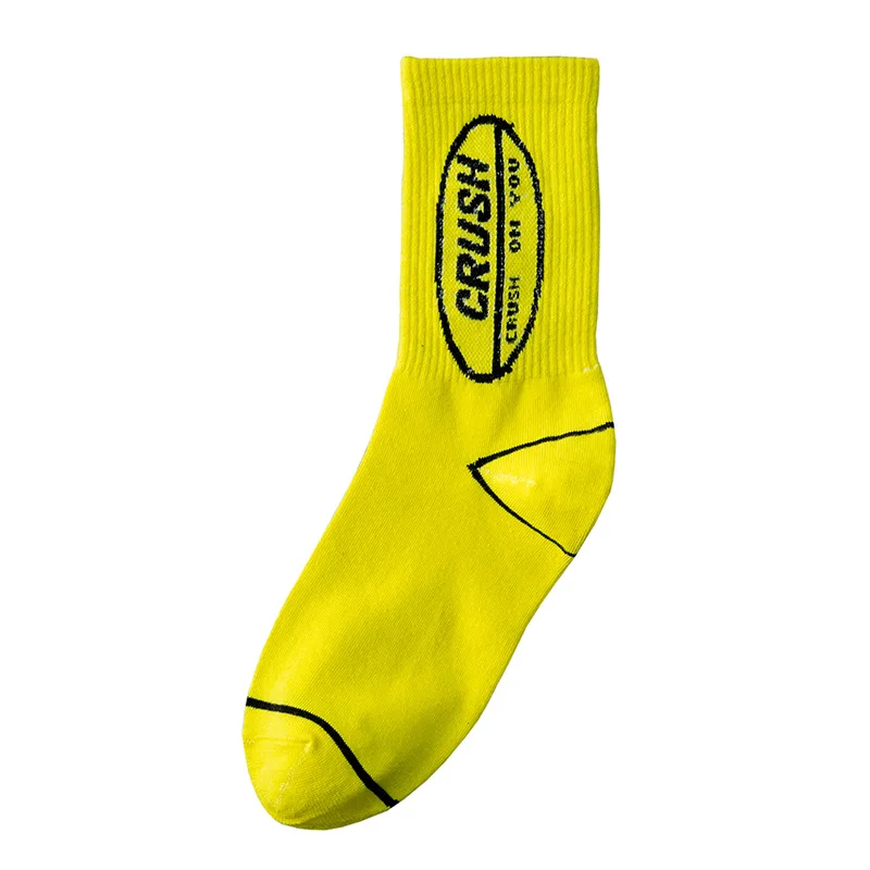 wholesale fancy logo printed trendysocks custom neon women 100 percent cotton socks
